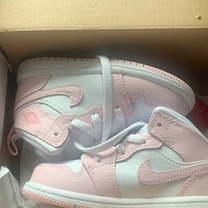 Jordan Kids Pink and White Sneakers